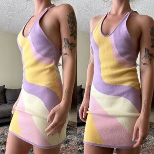 Vintage 70s Swirl Halter Dress in Size Small